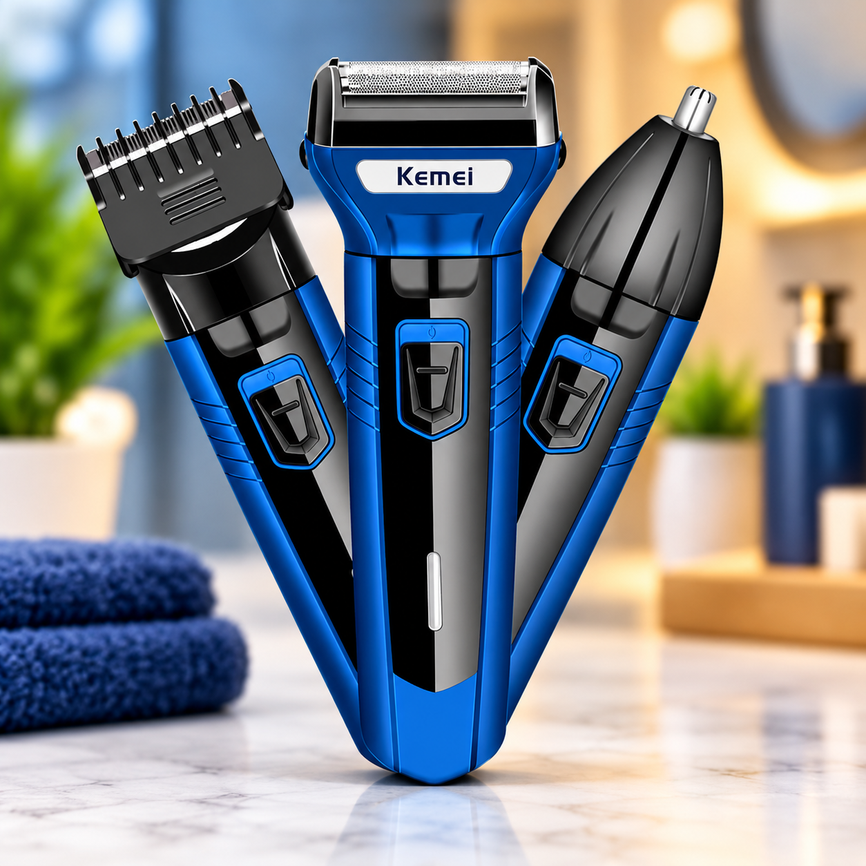 Kemie KM-6330 (3 in 1) Shaver, Hair, Beard, And Nose Trimmer.